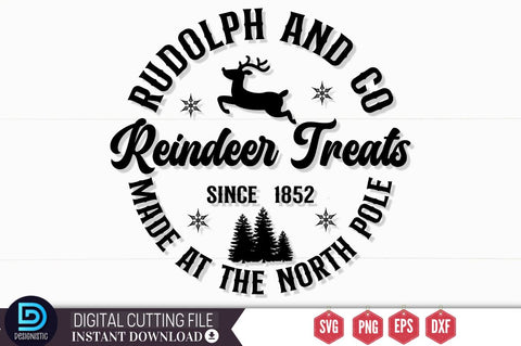 Rudolph and co reindeer treats since 1852 made at the north pole SVG SVG DESIGNISTIC 