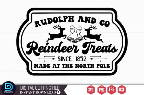 Rudolph and co reindeer treats since 1852 made at the north pole SVG SVG DESIGNISTIC 