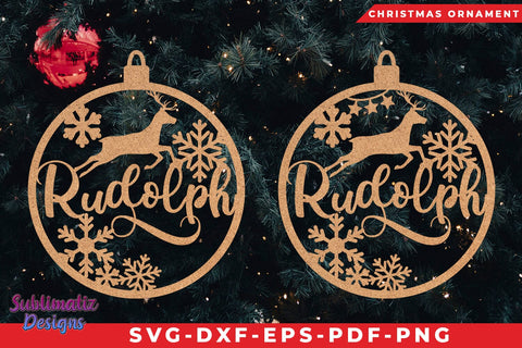 Rudolph Christmas Tree Ornament SVG Cut File SVG Sublimatiz Designs 