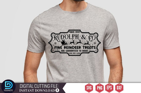 Rudolph & co fine reindeer treats are guaranteed to make your nose glow Since 2023 SVG SVG DESIGNISTIC 