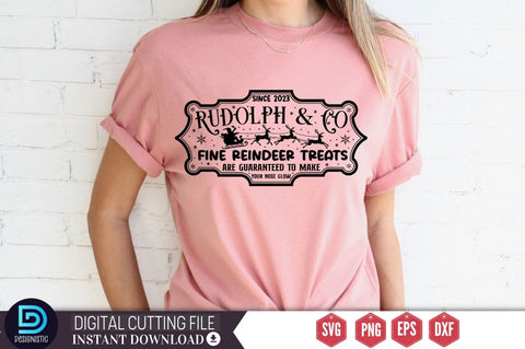 Rudolph & co fine reindeer treats are guaranteed to make your nose glow Since 2023 SVG SVG DESIGNISTIC 