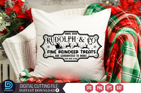 Rudolph & co fine reindeer treats are guaranteed to make your nose glow Since 2023 SVG SVG DESIGNISTIC 