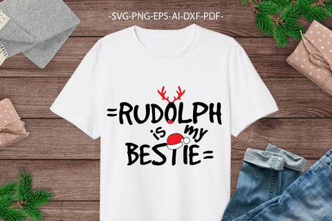 Rudolph Is My Bestie Svg | Family christmas svg | Christmas Shirt SVG | Dxf Cricut | Instant Download, Cricut silhouette ,svg cutting file SVG 1uniqueminute 