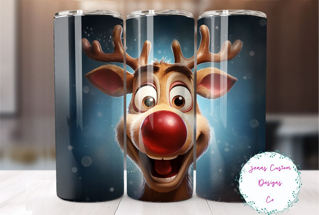 Rudolph the Red Nosed Reindeer, Christmas 20 oz Skinny Tumbler Sublimation Design Digital Download PNG Instant DIGITAL ONLY, Straight tumbler wrap. Sublimation Jenn Driscoll 