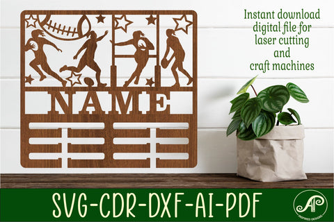 Rugby female medal holder Name svg laser cut template SVG APInspireddesigns 