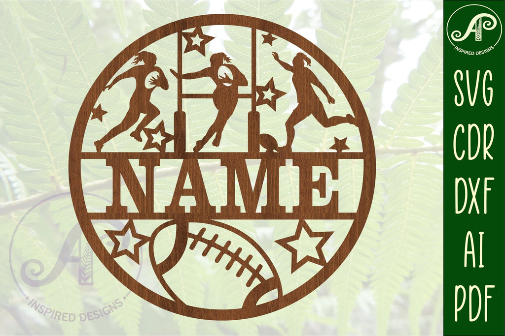 Rugby female name sign svg laser cut template - So Fontsy