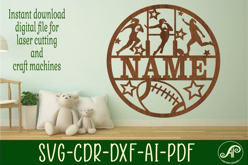 Rugby female name sign svg laser cut template SVG APInspireddesigns 