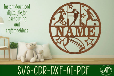 Rugby female name sign svg laser cut template SVG APInspireddesigns 