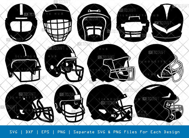 Rugby Helmet Silhouette, Helmet SVG, Sports Helmet Svg, American Football Helmet Svg, Helmet Bundle, SB00966 SVG ETC Craft 