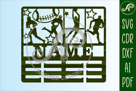 Rugby medal holder Name svg laser cut template SVG APInspireddesigns 