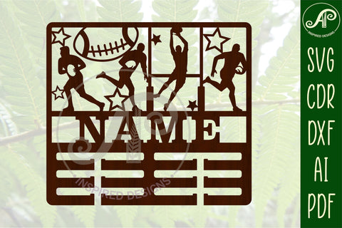 Rugby medal holder Name svg laser cut template SVG APInspireddesigns 