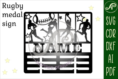 Rugby medal holder Name svg laser cut template SVG APInspireddesigns 