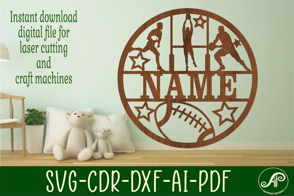 Rugby name sign svg laser cut template - So Fontsy