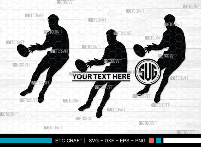 Rugby Player Monogram, Rugby Player Silhouette, Rugby Player SVG, American Football Svg, Rugby Svg, SB00126 SVG ETC Craft 