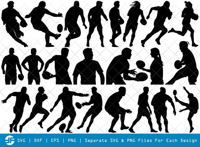 Rugby Player SVG Cut Files | Football Silhouette Bundle SVG ETC Craft 