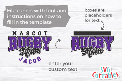 Rugby svg - Rugby Mom Template 002 - svg - dxf - eps - png - Cut File - Silhouette - Cricut - Digital Download SVG Svg Cuttables 