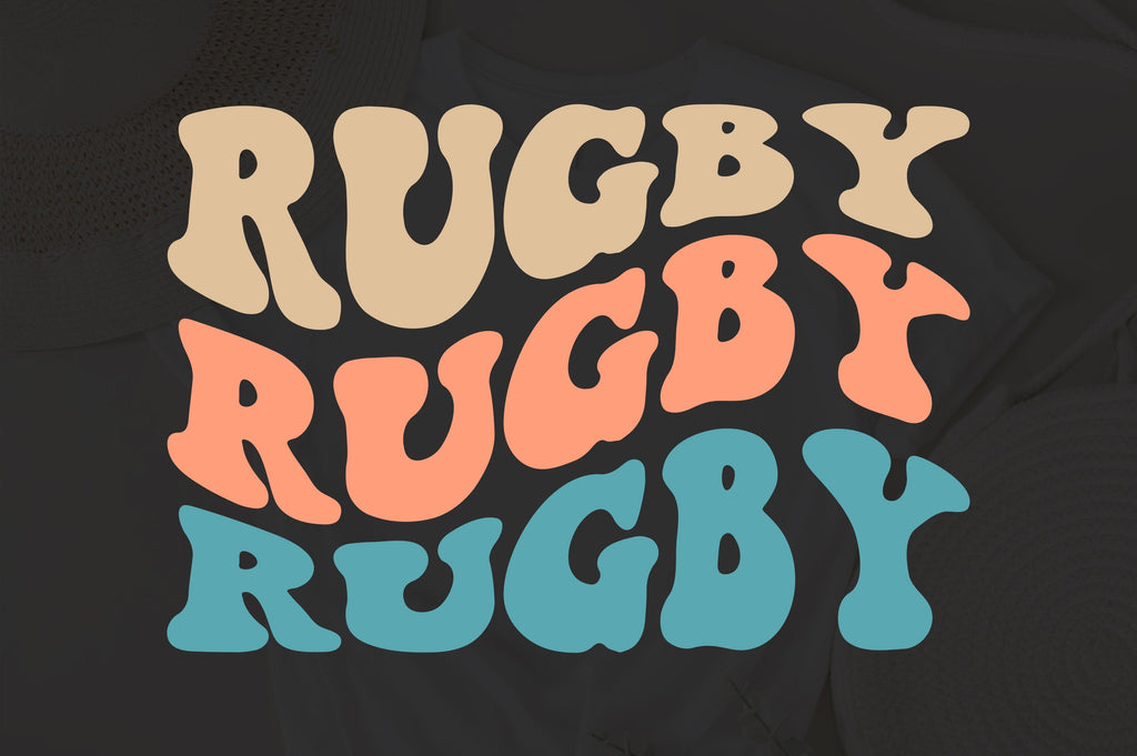 Rugby Svg, Rugby vibes Svg, Png Groovy Wavy Text Stacked Retro Vintage ...