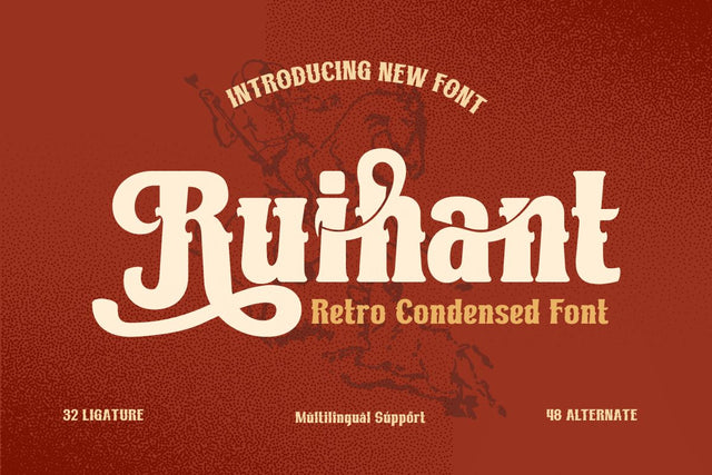 Ruihant | Retro Condensed Font Font twinletter 