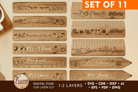 RULERS Bundle Custom Teachers Supplies SVG LaserCutano 