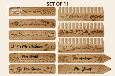 RULERS Bundle Custom Teachers Supplies SVG LaserCutano 