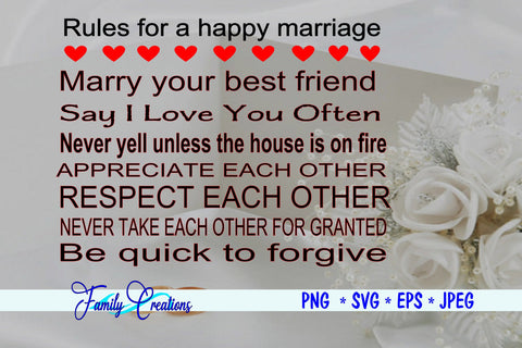 Rules For A Happy Marriage SVG Family Creations 