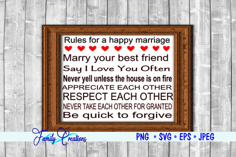 Rules For A Happy Marriage SVG Family Creations 