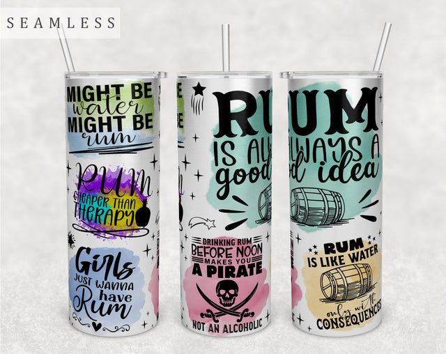 Rum Quotes Tumbler Wrap, 20 Oz Skinny Tumbler Sublimation Design, Seamless Rum Sayings Tumbler PNG Sublimation HappyDesignStudio 