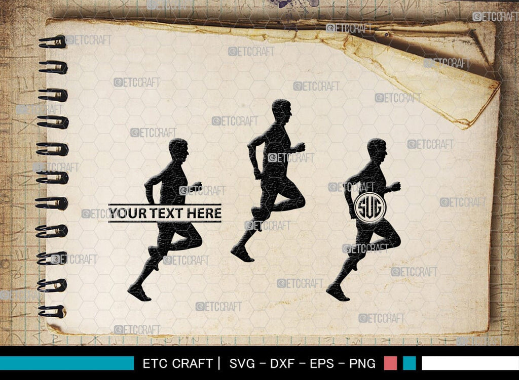 Running Monogram, Running Silhouette, Running SVG, Runner Svg, Run Svg ...