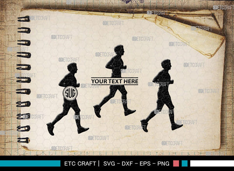 Running Monogram, Running Silhouette, Running SVG, Runner Svg, Run Svg, Running Man Svg, SB00401 SVG ETC Craft 