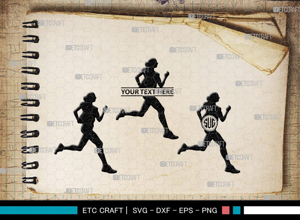 Running Monogram, Running Silhouette, Running SVG, Runner Svg, Run Svg ...