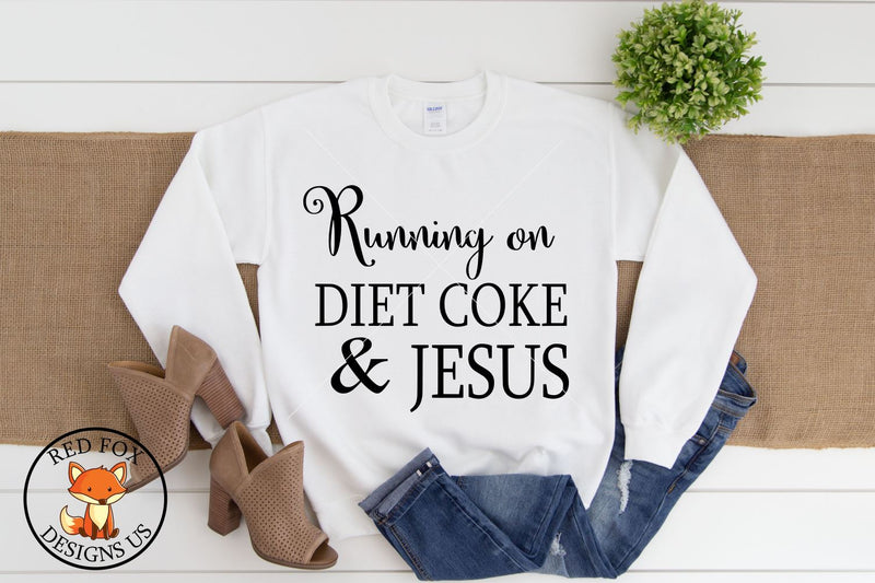 Running on Diet Coke and Jesus | Scripture | SVG PNG DXF Files SVG RedFoxDesignsUS 