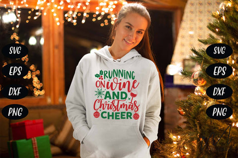 Running on Wine and Christmas Cheer svg, Christmas svg, Wine Christmas svg, Christmas party t shirt, Christmas cheers svg SVG Isabella Machell 