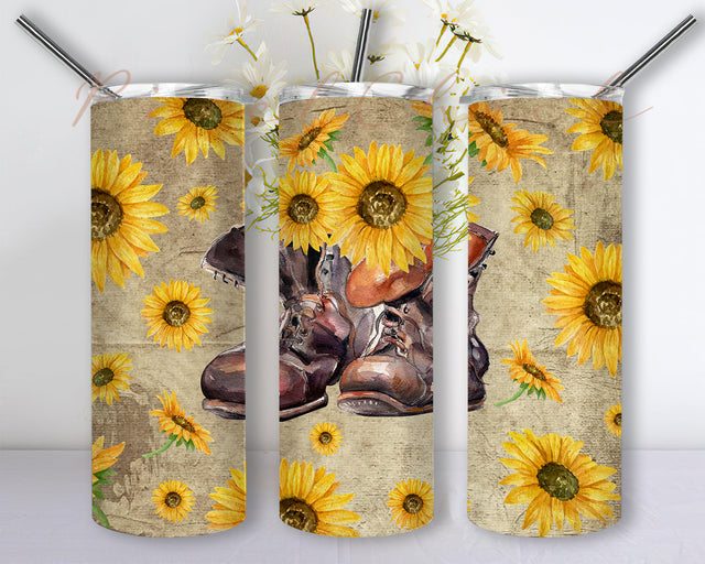 Running Shoes Sunflower 20oz Skinny Tumbler Sublimation Designs for Straight/Tapered Tumbler Design - PNG Digital Download Sublimation PixelChick 
