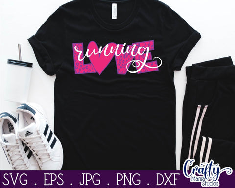 Running SVG - Exercise - Runner Svg - Love Running Leopard Print SVG Crafty Mama Studios 
