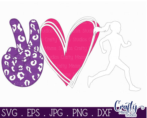 Running SVG - Exercise - Runner Svg - Peace Love Run Cut File SVG Crafty Mama Studios 