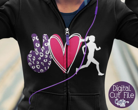 Running SVG - Exercise - Runner Svg - Peace Love Run Cut File SVG Crafty Mama Studios 