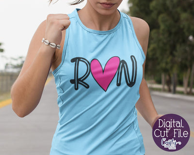 Running SVG - Exercise - Runner Svg - Running Love - Run Heart SVG Crafty Mama Studios 