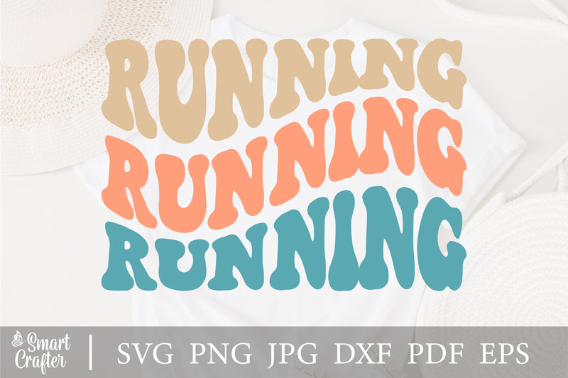 Running Svg, Running vibes Svg, Png Groovy Wavy Text Stacked Retro ...