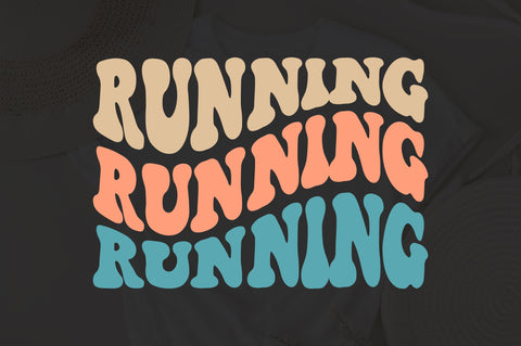 Running Svg, Running vibes Svg, Png Groovy Wavy Text Stacked Retro Vintage Wavey Trendy. SVG Fauz 