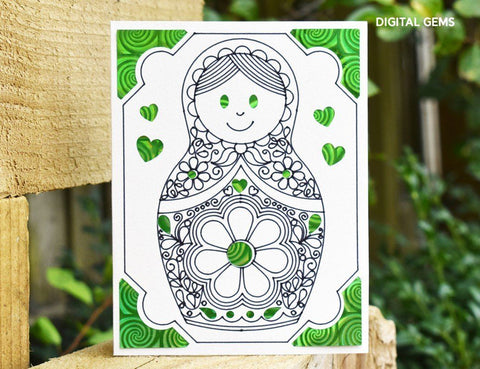 Russian doll card design. SVG Digital Gems 