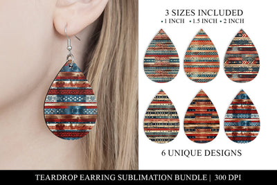 Rustic American Flag Teardrop Earring Sublimation Bundle Sublimation BijouBay 
