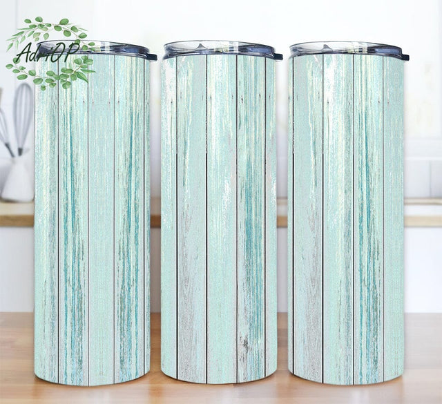 Rustic Blue Wood 20oz Skinny Tumbler Png, Wood Tumbler Png, Weathered Wood Tumbler Wrap, Rustic Wood, Blue, Teal, Commercial Use Sublimation AdriOP 