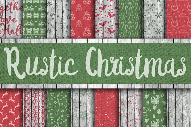 Rustic Christmas Digital Paper Sublimation Old Market 