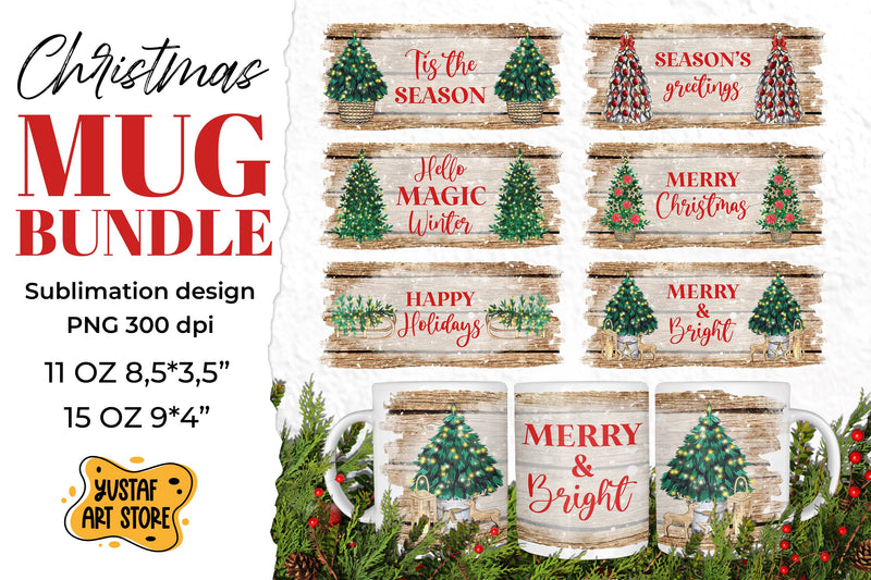 Rustic Christmas mug sublimation Bundle 6 PNG design Sublimation Yustaf Art Store 