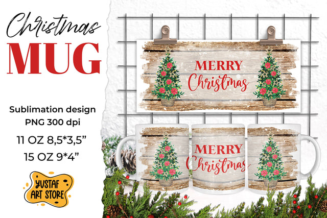 Rustic Christmas mug sublimation. Merry Christmas PNG design Sublimation Yustaf Art Store 