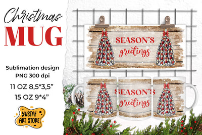Rustic Christmas mug sublimation. Season's greetings PNG Sublimation Yustaf Art Store 