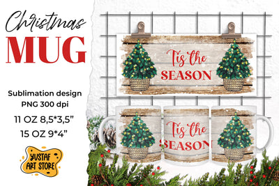 Rustic Christmas mug sublimation. Tis the season PNG design Sublimation Yustaf Art Store 