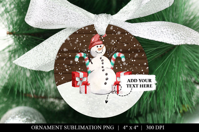 Rustic Christmas Snowman PNG File For Blank Round Ornaments Sublimation BijouBay 