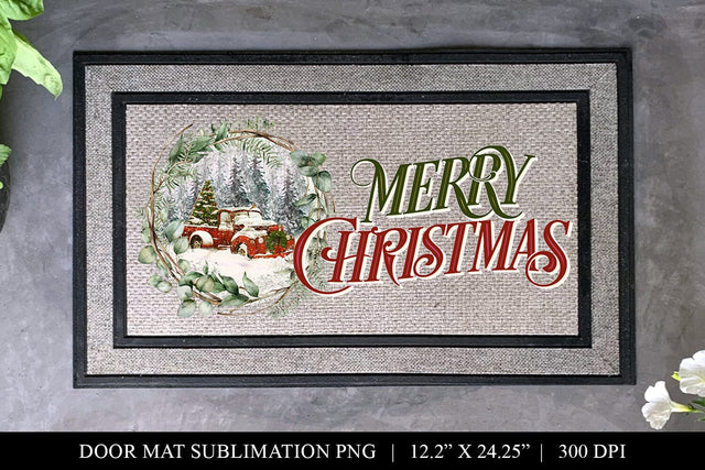 Rustic Farmhouse Christmas Door Mat Sublimation PNG Sublimation BijouBay 