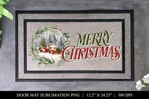 Rustic Farmhouse Christmas Door Mat Sublimation PNG Sublimation BijouBay 